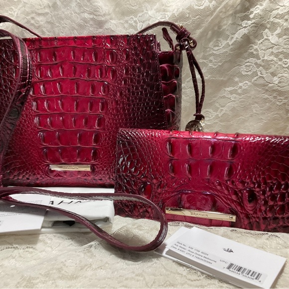 $FIRM$ Brahmin ROSE OMBRE Hillary Crossbody Genuine Leather Bag + ADY Wallet - Picture 3 of 10